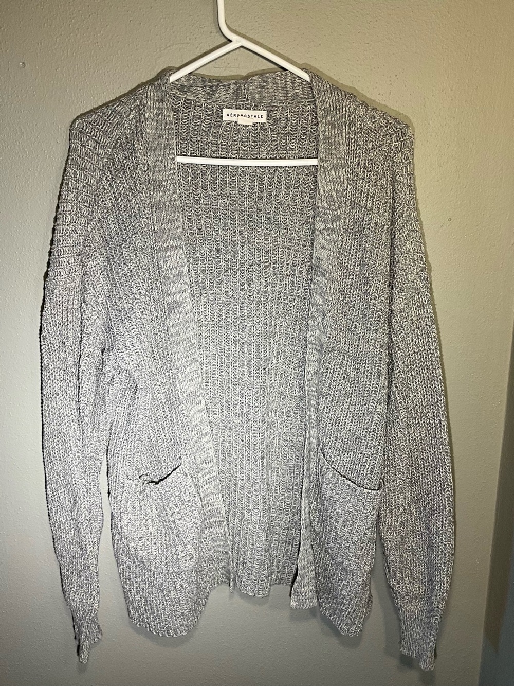 Aeropostale Heather Gray Open-Front Knit Cardigan S